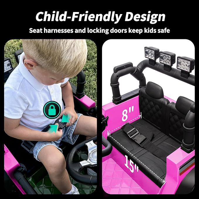12V Kids Ride on Car Truck, Kids Electric Vehicles Car Ride on Toy for Toddlers w/Remote Control - Pink-CubbioJoy