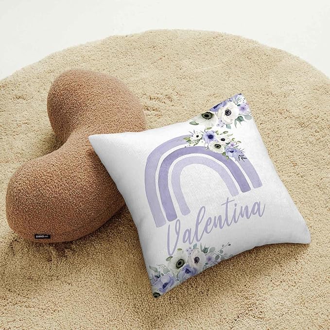 Baby Girl Crib Bedding Sets Personalized with Name – Custom 3-Piece Nursery Set, Rainbow with Floral Flannel Blanket, Crib Fitted Sheet & Pillowcase – Baby Newborn Infant Toddler Shower Gift-CubbioJoy