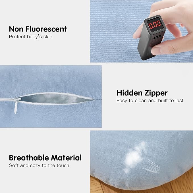 Baby Lounger for Newborn, Bionic Design Baby Lounger, Soft Organic Cotton Breathable Lounger for Infants 0-18 Months (Grayinsh Blue)-CubbioJoy