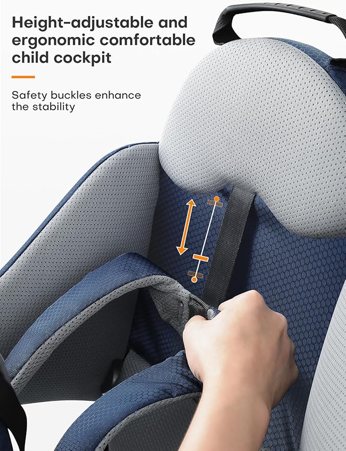 besrey Baby Backpack Carrier, Toddler Hiking Backpack with Safety 3-Height Seat, Adjustable Straps&Waist Belt, Foldable Frame Lightweight Large Capacity Child Carrier for Hiking (Blue/Grey)-CubbioJoy