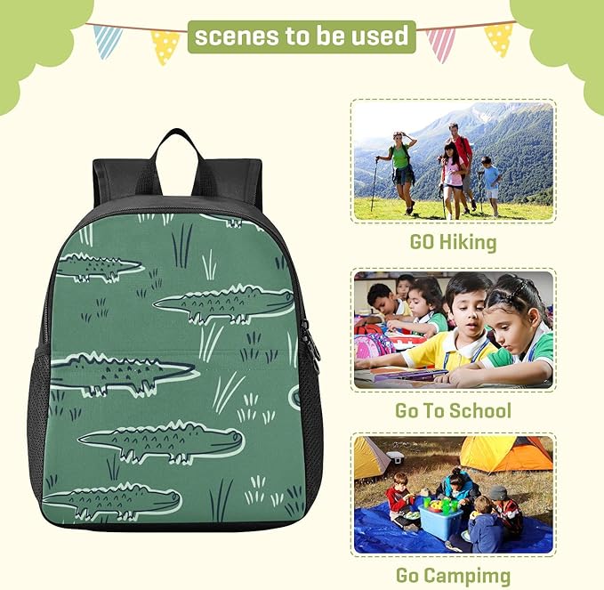 Cute Alligator Crocodile Toddler Backpack Waterproof Mini Backpack Boys/Girls Cute Small Backpack Kindergarten Pre School Bags (M-CubbioJoy