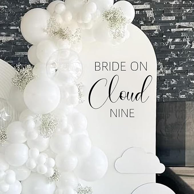 Bride On Cloud Nine Decal - Bride Shower Party Decorations, Wedding Engagement Bride-to-Be Bachelorette Party Supplies, Balloon Arch Background Wall Decor Cloud Sign Decal(Cloud Nine Decal)-CubbioJoy