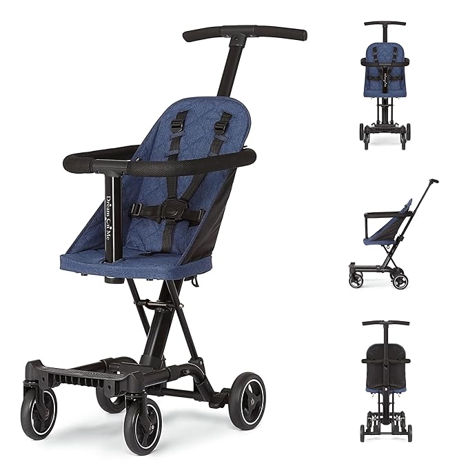 Dream On Me Lightweight and Compact Coast Rider Stroller with One Hand Easy Fold, Adjustable Handles and Soft Ride Wheels, Navy-CubbioJoy