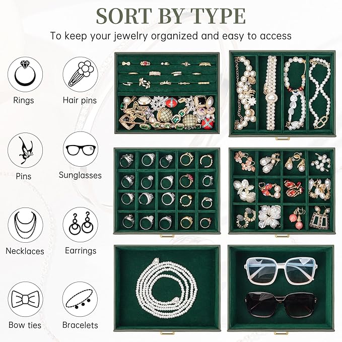 AKOZLIN Huge Jewelry Box Organizer Functional Large Leather Jewelry Storage Case for Women Girls Ring Necklace Earring Bracelet Holder Organizer with Mirror-CubbioJoy