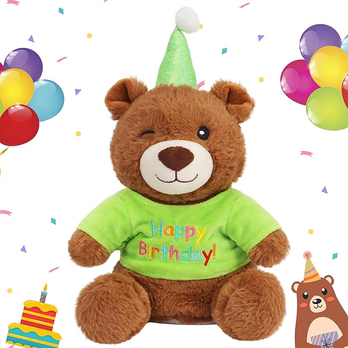 Cuteoy Happy Birthday Bear Musical Stuffed Animal Shaking Singing Dancing Plush Toy Electric Interactive Animated Plushies Gifts for Kids Girls Boys-CubbioJoy