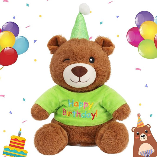 Cuteoy Happy Birthday Bear Musical Stuffed Animal Shaking Singing Dancing Plush Toy Electric Interactive Animated Plushies Gifts for Kids Girls Boys-CubbioJoy