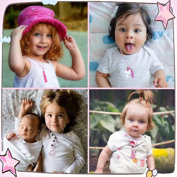 Chew Necklaces for Sensory Girls, Chewy Necklace Sensory Toys for Kids with Autism, ADHD,SPD, Chewing, Teething or Special Needs, Oral Sensory Chew Toys for Kids Adult Reduce Anxiety Fidgeting-CubbioJoy