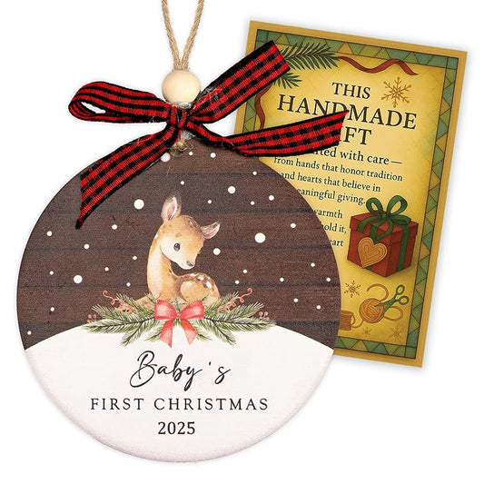 Baby's First Christmas Ornament 2025, New Baby Ornament for Girls Boys, Baby Announcement, Family Tree Xmas Ornament, Baby 1st Christmas Ornaments, Christmas Tree Hanging Decorations, Baby Gift-CubbioJoy