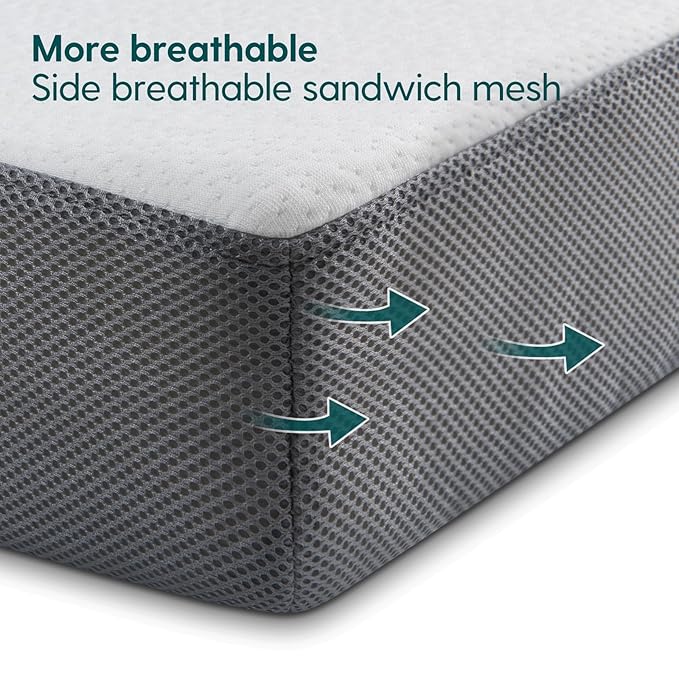 BABELIO Premium Memory Foam Crib Mattresses, 2-Stage, with Waterproof Lining & Removable Cover, for Standard Toddler Bed White and Grey-CubbioJoy