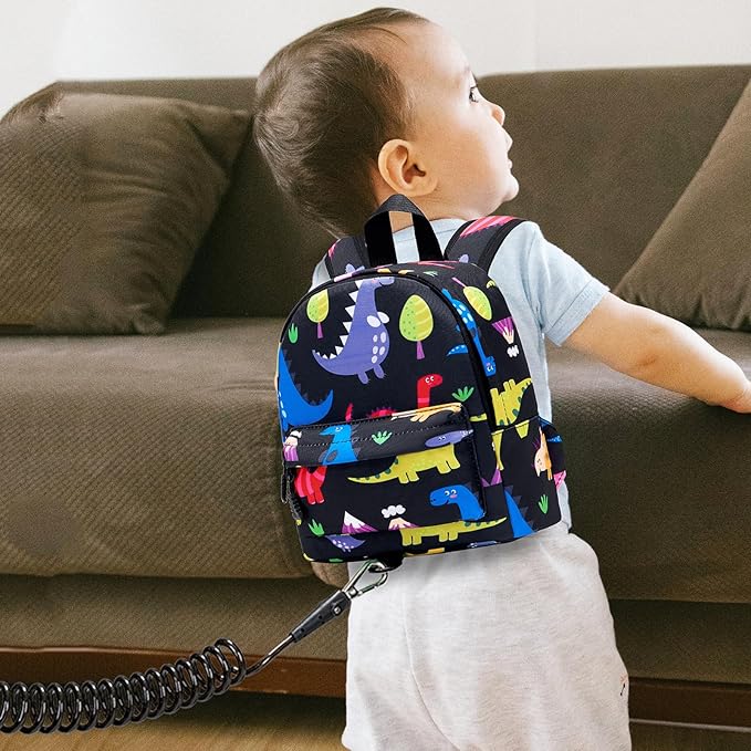 Accmor Toddler Leash Baby Dinosaur Backpack Harness with Anti Lost Wrist Link, Cute Mini Child Daycare Bag with Tether Hold Kids Close While Outdoor Walking for Baby Boys Girls-CubbioJoy
