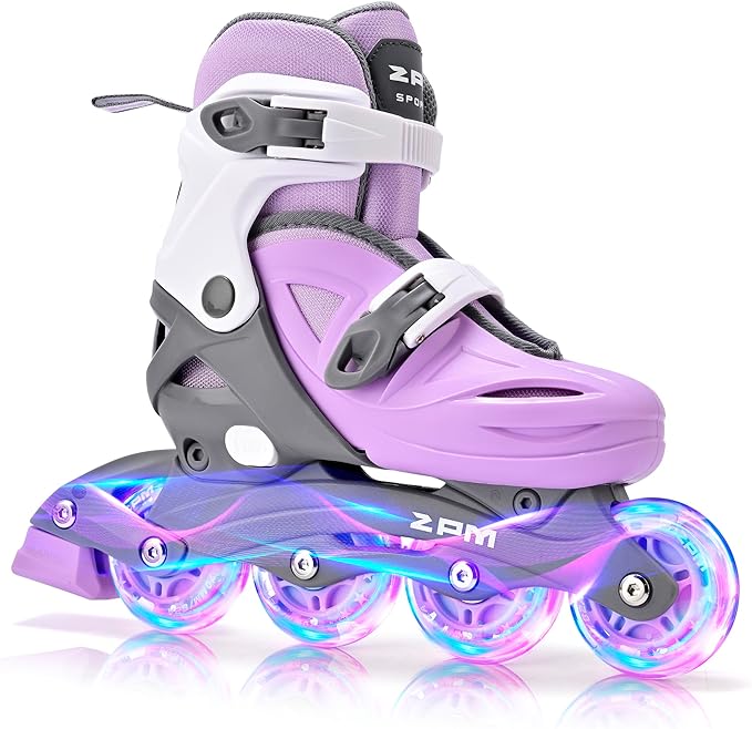 2PM SPORTS Inline Skates with Light Up Wheels, Roller Skates Blades for Boys Girls Kids Ages 5-8 8-12 4-6 6-12, Size Adjustable Beginner Blades Roller Skates-CubbioJoy
