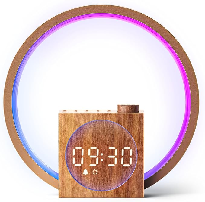 Dreamegg Sunrise Alarm Clock - Sound Machine for Sleep, 12 Ambient Colors &20-Level Dimmable Night Light, 25 Soothing Sounds, White Noise Machine, Wake Up Light for Adults, Stylish Bedroom Decor&Gift-CubbioJoy