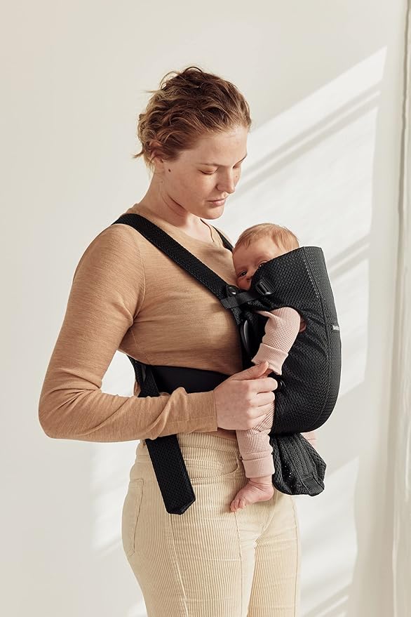BabyBjörn Baby Carrier Mini, Black, 3D Mesh | Newborn Carrier (7-25 lbs), Ergonomic, Easy-to-Use-CubbioJoy
