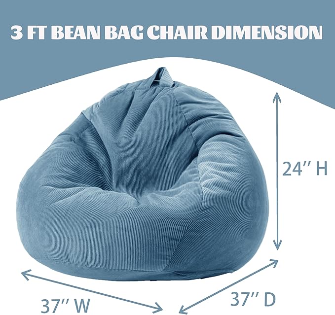 Bean Bag Chairs for Kids Chair Round Sofa Memory Foam Filling Reading Gaming Sofa for Living Room Bedroom-CubbioJoy