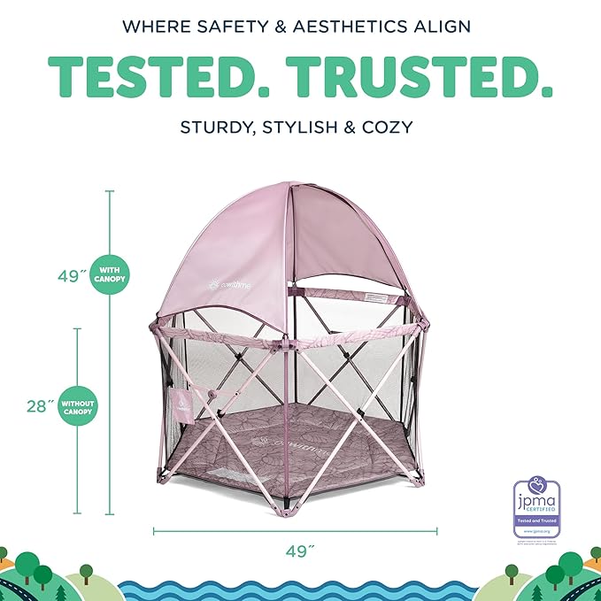 Baby Delight Go with Me Eclipse Deluxe Portable Playard | Playpen | Sun Canopy | Indoor and Outdoor | Ultra Padded Nylon Floor | Canyon Rose-CubbioJoy