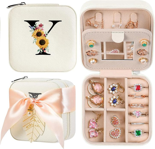 AYGXU Travel Jewelry Box for Women and Girls - Small Case With Initial A-Z - Teacher Gifts-CubbioJoy