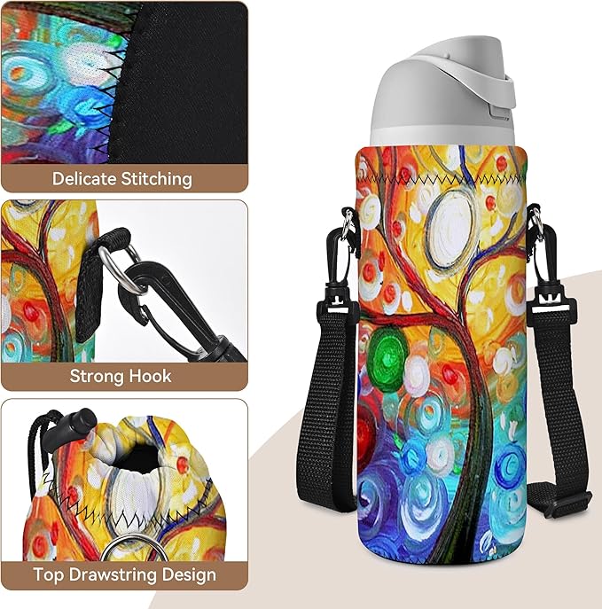 AUPET Water Bottle Sling Bag Carrier Crossbody Sleeve,Insulated Neoprene Bottle Case Holder Pouch Cover 500ML/17oz with Shoulder Strap for Walking Women Men-CubbioJoy