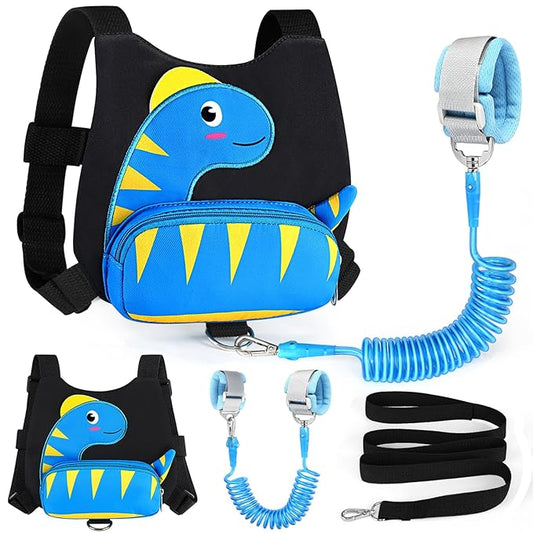 Accmor Toddler Harness Wrist Leash with Anti Lost Wrist Link, Cute Dinosaur Kids Back Pack Child Walking Restraints Holder Straps Belt Tether to Keep Baby Boys Girls Close While Outdoor-CubbioJoy
