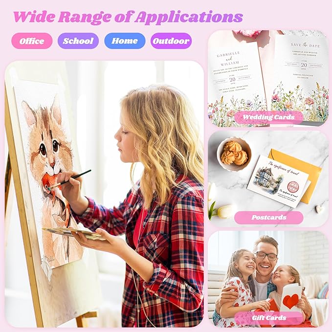 8.5"x11" Watercolor Paper, Easter Basket Stuffers, Valentine Gift Card, 140lb/300gsm Water Color Paper for Drawing, Coloring, Painting, Sketching, Crafting, Art Office School Supplies for Kids Adults-CubbioJoy