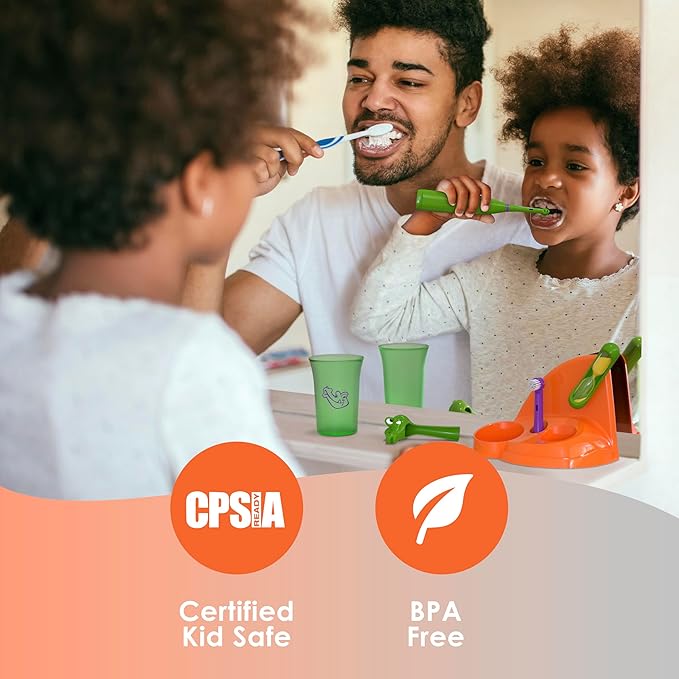 Brusheez Kids’ Electric Toothbrush Set - Safe & Effective for Ages 3+ - Parent Tested & Approved with Gentle Bristles, 2 Brush Heads, Rinse Cup, 2-Minute Timer, & Storage Base (Shadow The Shark)-CubbioJoy