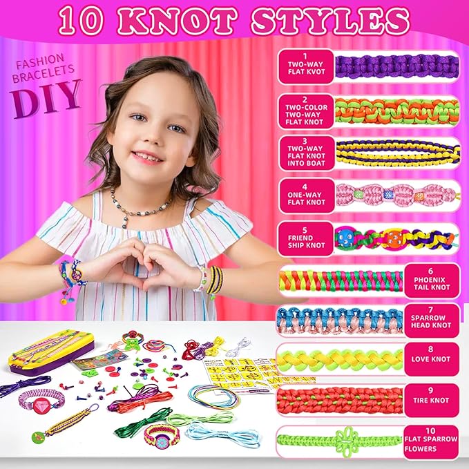 civan Friendship Bracelet Making Kit - Crafts for Kid Girls Toys Ages 8-13, String Bracelet Maker Tool with Beads - Kids Jewelry-Making Kit Christmas Birthday Gift for Girls 6 7 8 9 10 11 12 13-CubbioJoy