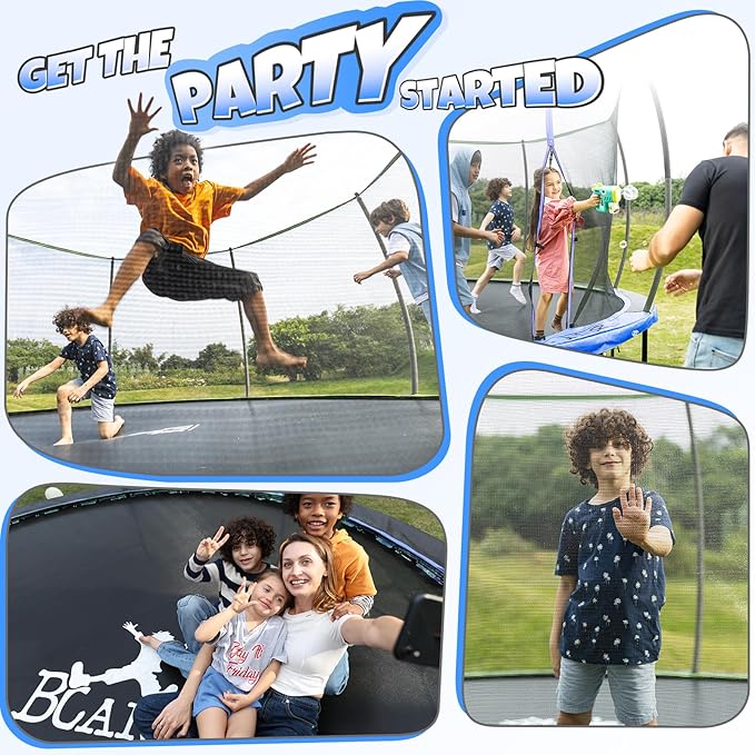 BCAN 8FT 10FT 12FT 14FT 15FT 16FT Recreational Trampoline with Enclosure for Kids Adults, ASTM Approved, Outdoor Trampolines with Ladder for Kids-CubbioJoy