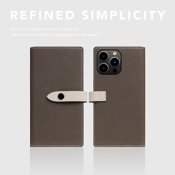 D8 Edition Full Grain Leather Wallet Case for iPhone 15 Pro - [2-in-1] Handcrafted Detachable Diary Style with Magnetic MagSafe Back Cover and Snap Closure, Gift Box Included (Etoffe Cream)-CubbioJoy