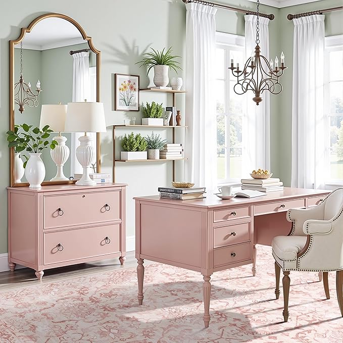 Deerly Pink Area Rugs 9x12 for Living Room Soft Non-Slip, Large Bedroom Rug Vintage Dining Room Rug Tribal Farmhouse Carpet for Dining Room Office Green-CubbioJoy