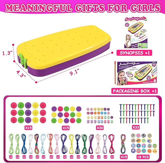 civan Friendship Bracelet Making Kit - Crafts for Kid Girls Toys Ages 8-13, String Bracelet Maker Tool with Beads - Kids Jewelry-Making Kit Christmas Birthday Gift for Girls 6 7 8 9 10 11 12 13-CubbioJoy