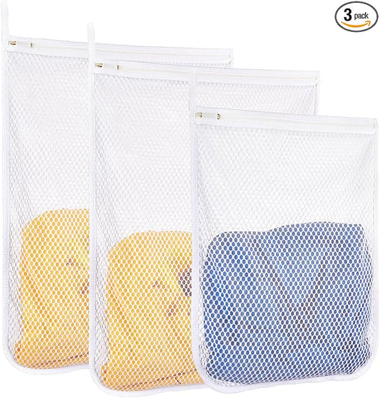3 pcs Durable Honeycomb Mesh Laundry Bags for Delicates 16" x 19" (2 Large) 12" x 15" (1 Medium)-CubbioJoy