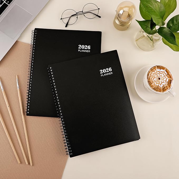 2026 Planner - 9” × 11”, 2026 Weekly and Monthly Planner, from JAN. 2026 to DEC. 2026, Inner Pocket, Premium Paper, Twin-wire Binding, Make Your Life Productive - Black-CubbioJoy