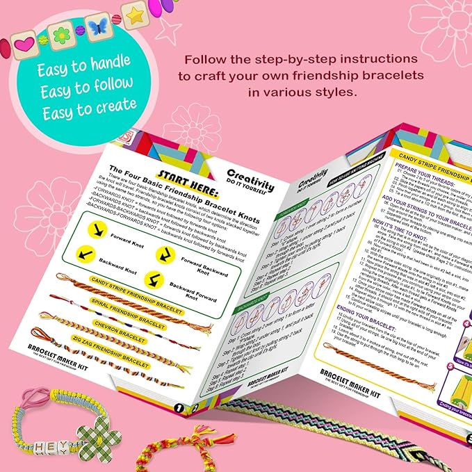 Bracelet Making Kit for Girls - Friendship Bracelet Kit - Christmas Gifts for Ages 6 7 8 9 10 11 12 Year Old Girl Birthday Gifts, Arts and Crafts for Kids Ages 8-12 Teen String Bracelets Maker Pink-CubbioJoy