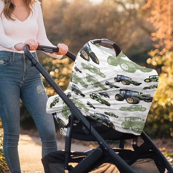 Binienty Womens Nursing Cover Breastfeeding Scarf, Truck Tractor Print Baby Car Seat Covers Multi Use Newborn Carrier/Stroller/Shopping Cart, Girl Boy Stroller Cover Gifts-CubbioJoy