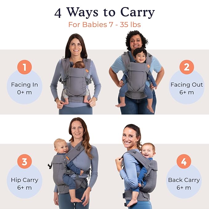 Beco Gemini Baby Carrier from Newborn to Toddler - Certified Ergonomic Newborn Baby Carrier for Infants and Children of 7-35 lbs - M Shape, Adjustable Seat, 100% Cotton (Ecru)-CubbioJoy
