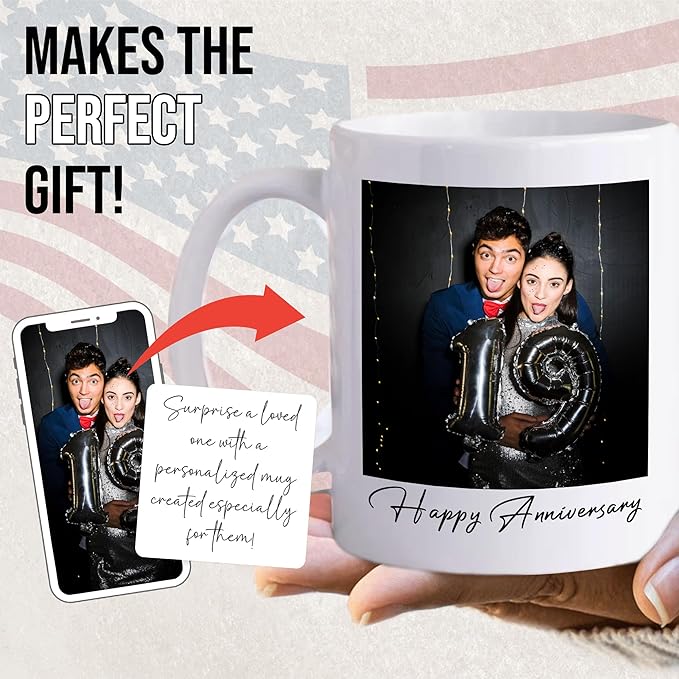 Custom Mug Upload Your Picture Personalized Coffee Mug with Photo Text Name Customized Cup Unique Ideas Gifts for Men Women Mom Dad Girlfriend Boyfriend Friend Family (White, 15oz)-CubbioJoy