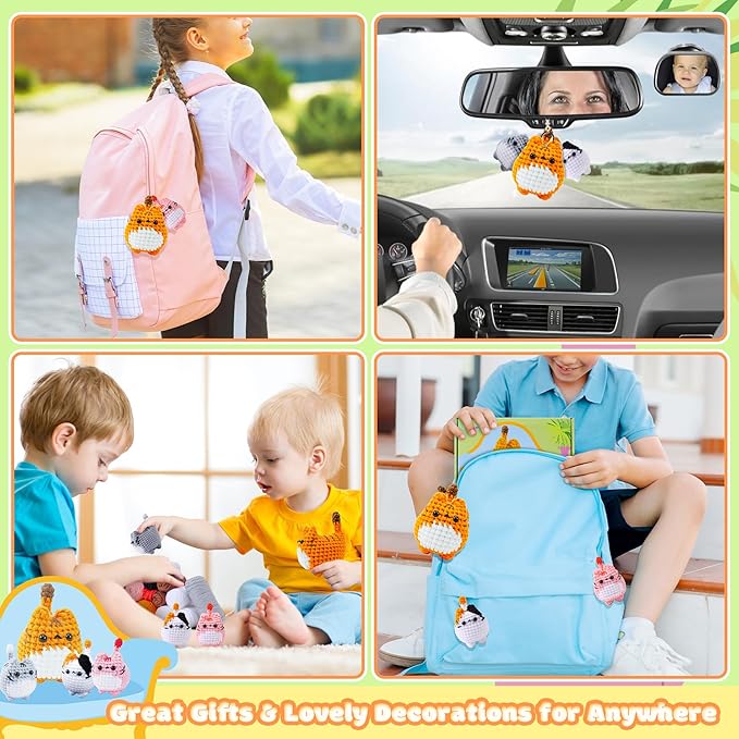 Crochet Kit for Beginners-4PCS Cat Crochet Kits for Adults, Crochet Starter Kit with Step-by-Step Video Tutorials, Crochet Animals Kits DIY Craft Knitting Kit Learn to Crochet Kits for Adults-CubbioJoy