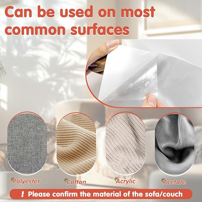 18 Pcs Large Cat Scratch Furniture Protector, Transparent Couch Protector from Cat Claws, Single-Sided Self Adhesive Anti Pet Deterrent Sofa Cover, 14in-CubbioJoy