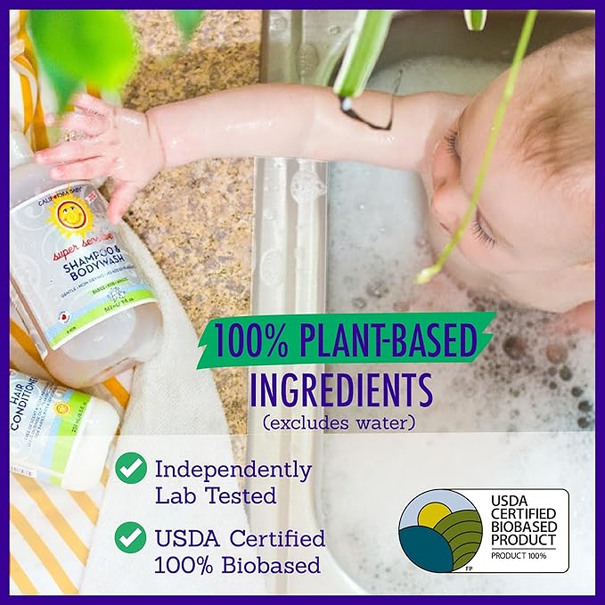 California Baby Super Sensitive Baby Shampoo and Body Wash | 100% Plant-Based | Gentle Fragrance Free Shampoo | Hypoallergenic | 251 mL / 8.5 oz-CubbioJoy