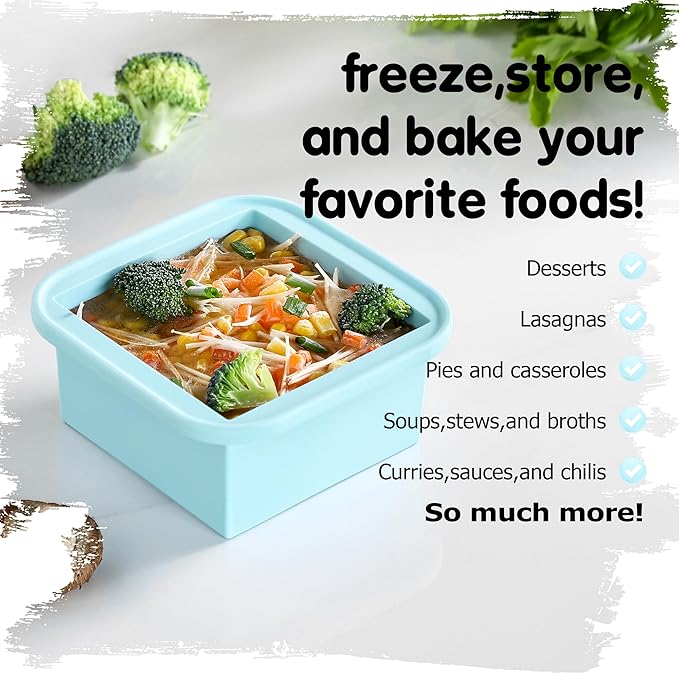 2-Cup Silicone Freezer Trays with Lids – Perfect for Meal Prep, Portion Control, and Easy Freezing-Meal Prep Container Molds for Soup,Leftovers (Aqua, 4 Pack)-CubbioJoy