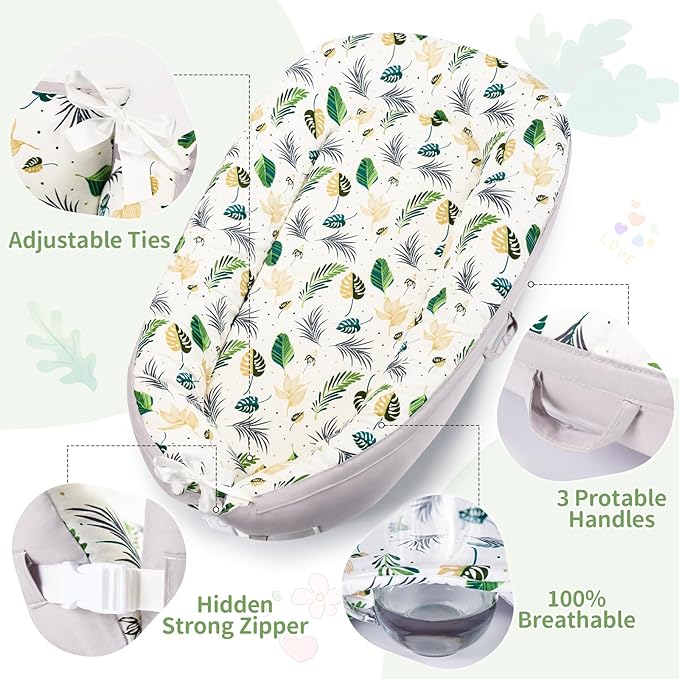 Baby Lounger- Baby Nest for 0-24 Months, Ultra Soft Organic Cotton Breathable & Portable Baby Lounger, Baby Lounger Pillow for Newborn-CubbioJoy