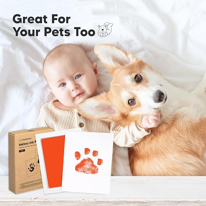 4-Pack Inkless Baby Hand and Footprint Kit - Mess Free Ink Pad for Newborn Keepsake, Dog Nose & Paw Print Kit, Clean Touch Ink Pad for Baby Hand & Footprints, Ideal New Mom Gifts (Autumn, L)-CubbioJoy