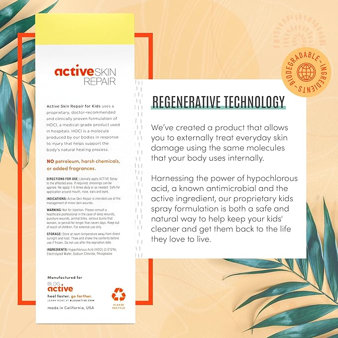 Active Skin Repair Kids First Aid Spray - Non-Toxic & Natural Kids Antiseptic Formula for Minor Cuts, Wounds, Scrapes, Rashes, Sunburns, and Other Skin Irritations (3oz Spray)-CubbioJoy