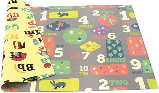 Baby Care Play Mat (Large, Playful - Letters and Numbers) 82'' x 55'' Original One-Piece Reversible Rollable Waterproof Play Mat for Infants, Babies, Toddler, and Kids-CubbioJoy