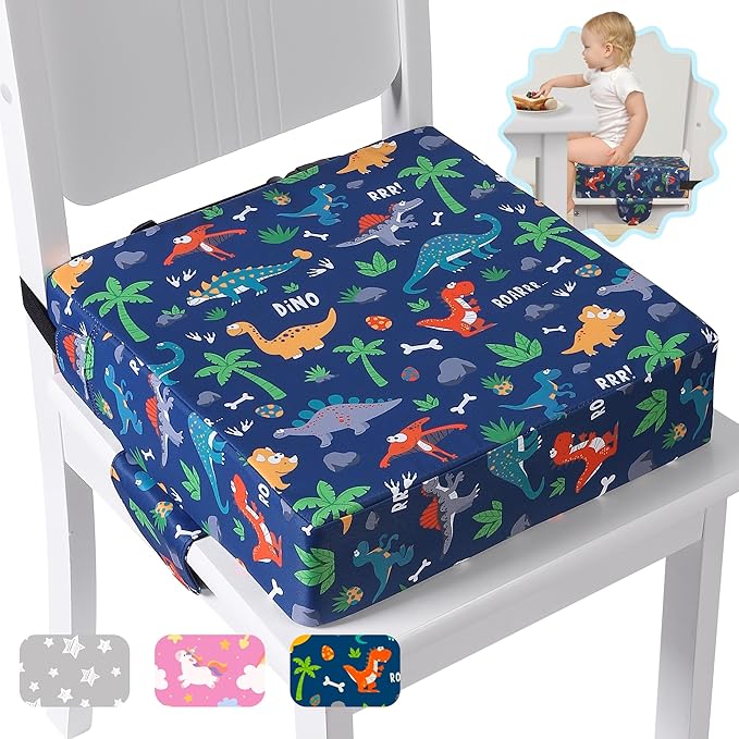 Booster Seat for Kitchen Chair with Adjustable Straps, Toddler Booster Seats for Dining Table Portable for Travel Camping Eating, Booster Cushion for Table for Baby Child Infant Kid Boy Girl-CubbioJoy