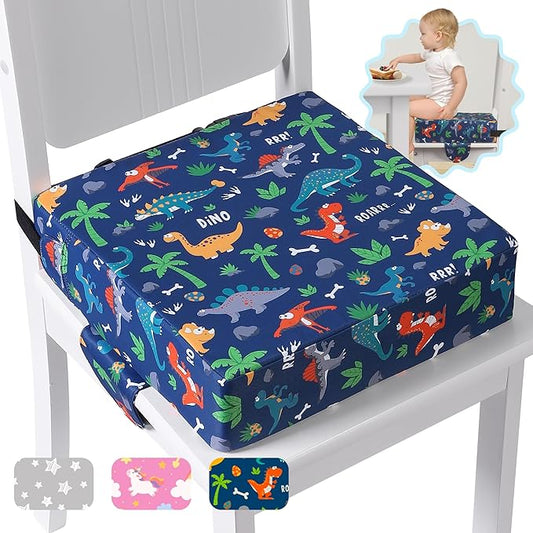 Booster Seat for Kitchen Chair with Adjustable Straps, Toddler Booster Seats for Dining Table Portable for Travel Camping Eating, Booster Cushion for Table for Baby Child Infant Kid Boy Girl-CubbioJoy