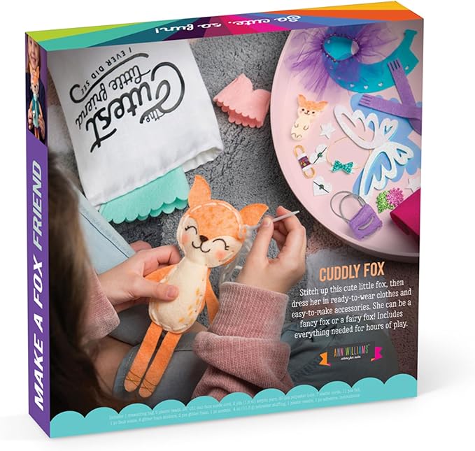 Craft-tastic – Make a Fox Friend Craft Kit – Learn to Make 1 Easy-to-Sew Stuffie with Clothes & Accessories-CubbioJoy