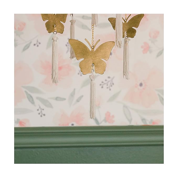 Crane Baby Handcrafted Brass Ceiling Hanging Mobile for Nursery, Butterfly Nursery Decor for Girl, 6"x 6" x 36", Baby Girl Nursery Decor, Butterfly Mobile-CubbioJoy