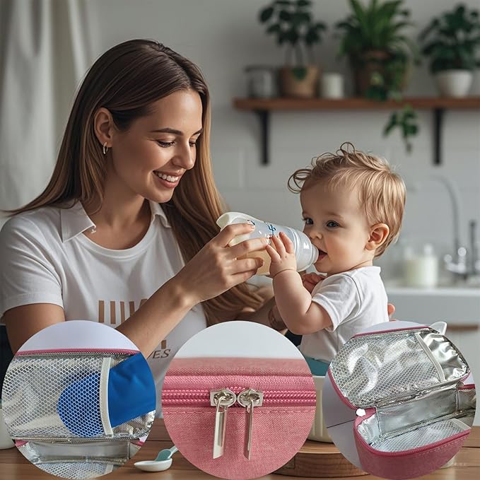 Insulated Breastmilk Cooler Bag with 2 Ice Packs - Breastmilk Cooler Organizer Bag for Daycare, Breastfeeding Mom Travel Outdoor-CubbioJoy