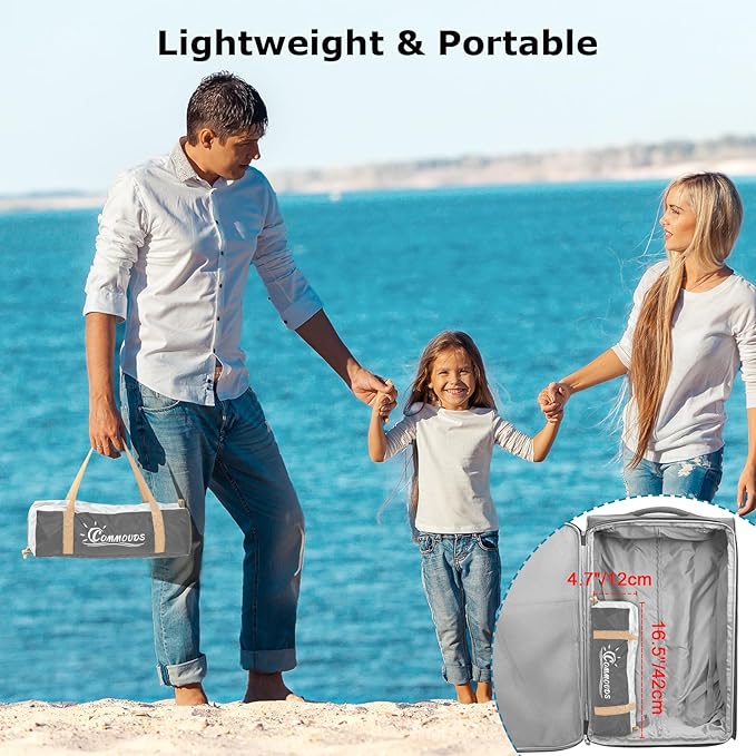 COMMOUDS Beach Tent Sun Shade for 3/4-5/6-7/8-10 Person, UPF 50+ Beach Sun Shelter Canopy Tent, Lightweight, Easy Set Up and Carry-CubbioJoy