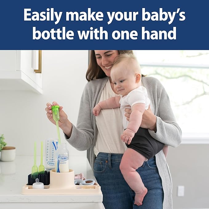 Dr. Brown's 2-in-1 Dry & Prep Silicone Mat, Silicone Baby Bottle Drying Mat with Removable Pegs for Baby Essentials, Built-in Bottle Prep, BPA-Free-CubbioJoy